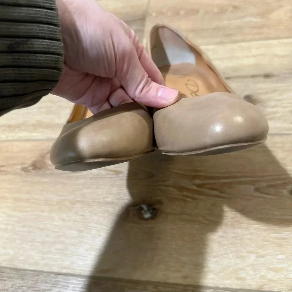 MTI Design Women's Tan Faux Leather Rounded Toe Wedge Heels Size 10 GUC